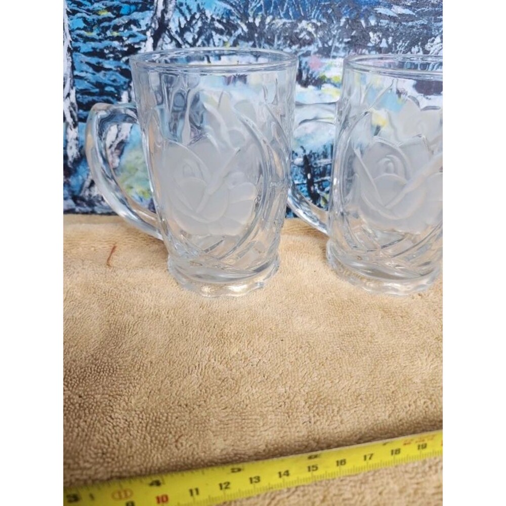 2 frosted rose crystal mugs